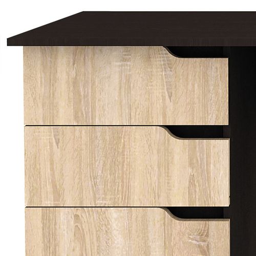Bureau 2 tiroirs bois chêne clair et foncé Compact 160 cm - Photo n°3; ?>