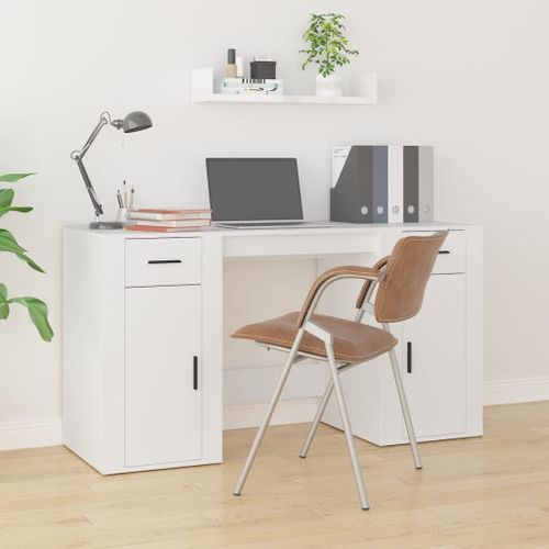 Bureau avec armoire blanc bois d'ingénierie - Photo n°2; ?>