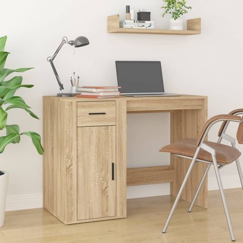 Bureau avec armoire chêne sonoma bois d'ingénierie - Photo n°3; ?>