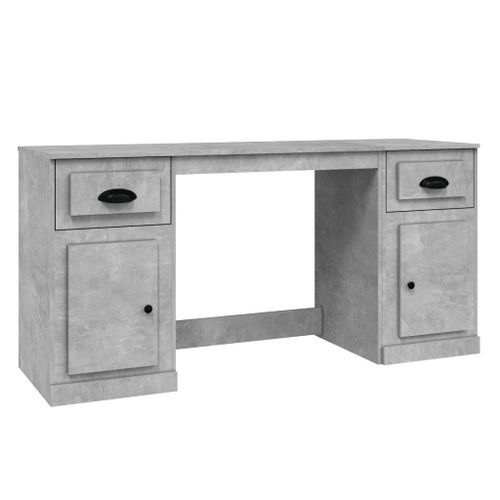 Bureau avec armoire gris béton bois d'ingénierie - Photo n°2; ?>