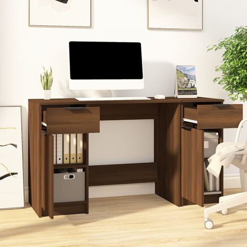 Bureau avec armoire latérale Chêne marron Bois d'ingénierie - Photo n°3; ?>