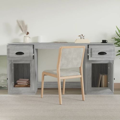 Bureau avec armoire sonoma gris bois d'ingénierie - Photo n°3; ?>