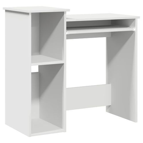 Bureau avec étagères blanc 84x40x78 cm bois d'ingénierie - Photo n°2; ?>