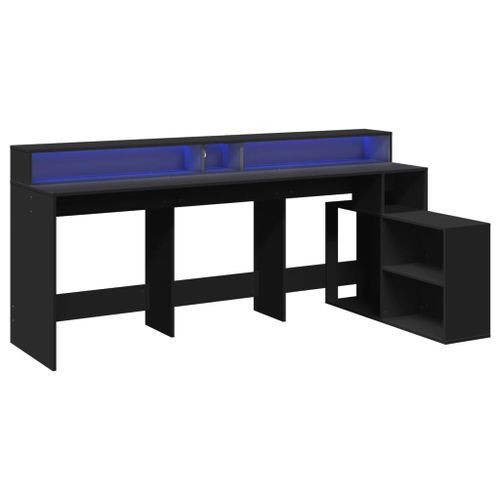 Bureau avec lumières LED noir 200x104x91 cm bois d'ingénierie - Photo n°3; ?>