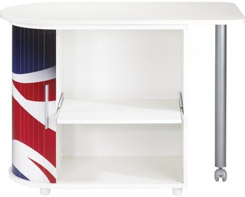 Bureau avec plateau pivotant et rangement blanc imprimé drapeau Anglais Kool 105 cm - Photo n°2; ?>