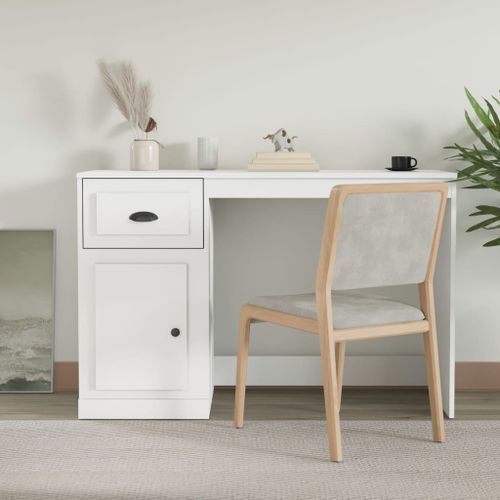 Bureau avec tiroir blanc 115x50x75 cm bois d'ingénierie - Photo n°2; ?>