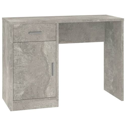 Bureau avec tiroir et armoire Gris béton 100x40x73 cm - Photo n°2; ?>