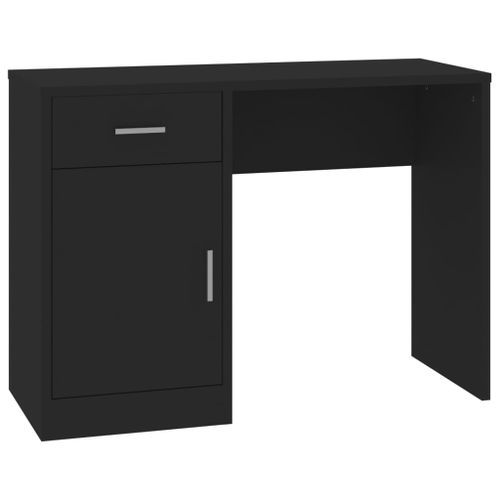 Bureau avec tiroir et armoire Noir 100x40x73 cm Bois ingénierie - Photo n°2; ?>