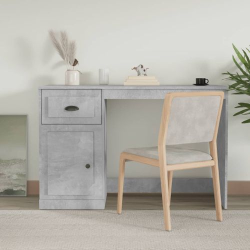 Bureau avec tiroir gris béton 115x50x75 cm bois d'ingénierie - Photo n°2; ?>