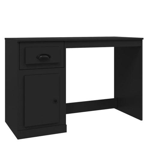 Bureau avec tiroir noir 115x50x75 cm bois d'ingénierie - Photo n°2; ?>