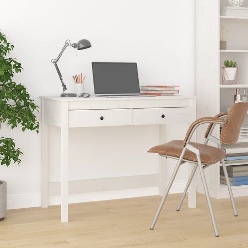 Bureau avec tiroirs Blanc 100x50x78 cm Bois massif de pin - Photo n°2; ?>