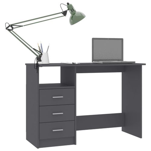 Bureau avec tiroirs Gris 110x50x76 cm - Photo n°3; ?>