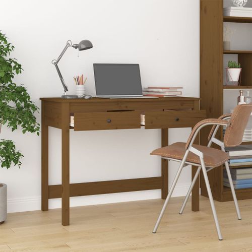 Bureau avec tiroirs Marron miel 100x50x78 cm Bois massif de pin - Photo n°3; ?>