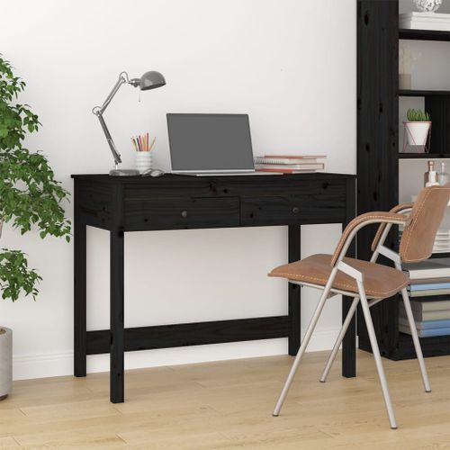 Bureau avec tiroirs Noir 100x50x78 cm Bois massif de pin - Photo n°2; ?>