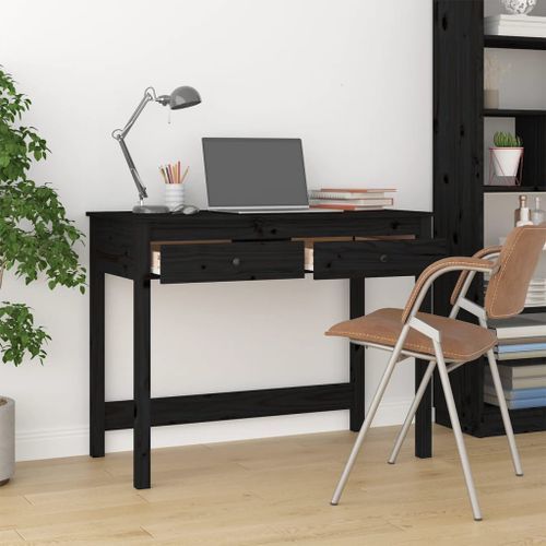 Bureau avec tiroirs Noir 100x50x78 cm Bois massif de pin - Photo n°3; ?>