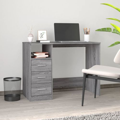 Bureau avec tiroirs Sonoma gris 102x50x76 cm Bois d'ingénierie - Photo n°2; ?>