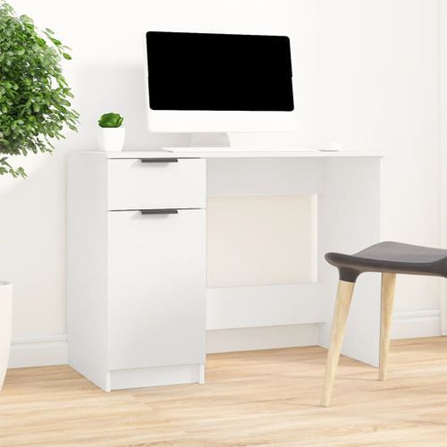 Bureau Blanc 100x50x75 cm Bois d'ingénierie - Photo n°3; ?>