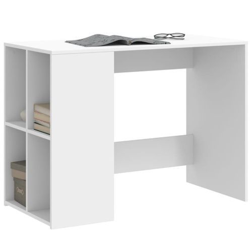 Bureau blanc 102x50x75 cm bois d'ingénierie - Photo n°3; ?>