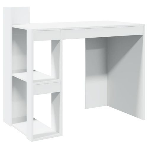 Bureau blanc 103,5x56,5x94 cm bois d'ingénierie - Photo n°2; ?>