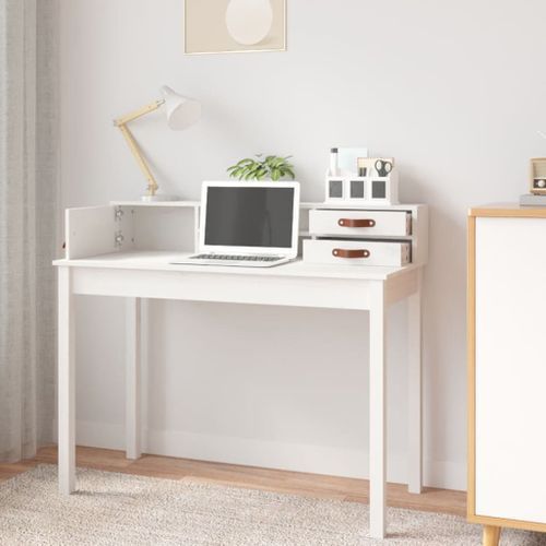 Bureau Blanc 110x50x93 cm Bois massif de pin - Photo n°3; ?>