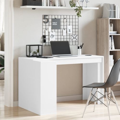 Bureau blanc 123,5x73,5x75 cm bois d'ingénierie - Photo n°3; ?>