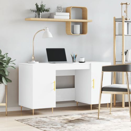 Bureau blanc 140x50x75 cm bois d'ingénierie - Photo n°2; ?>