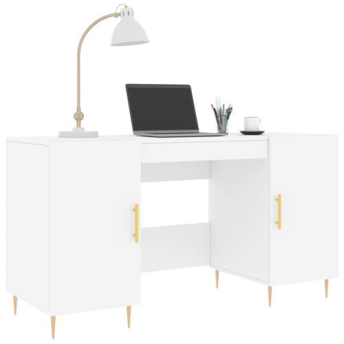 Bureau blanc 140x50x75 cm bois d'ingénierie - Photo n°3; ?>