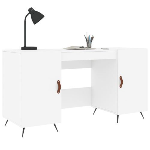 Bureau blanc 140x50x75 cm bois d'ingénierie - Photo n°3; ?>