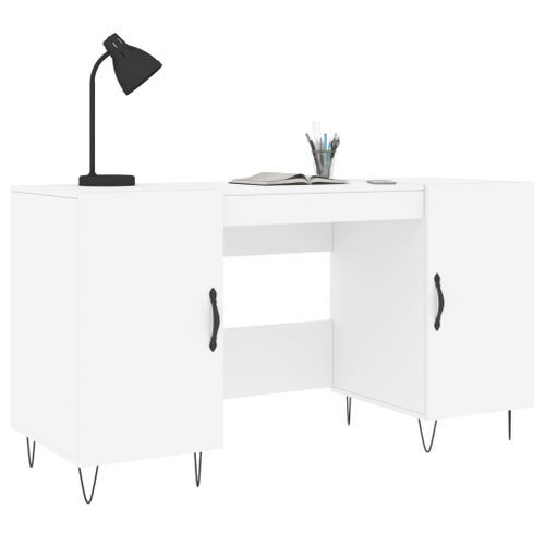 Bureau blanc 140x50x75 cm bois d'ingénierie - Photo n°3; ?>