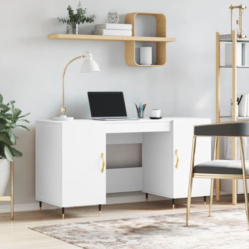 Bureau blanc 140x50x75 cm bois d'ingénierie - Photo n°2; ?>