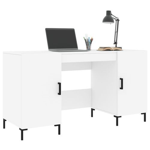 Bureau blanc 140x50x75 cm bois d'ingénierie - Photo n°3; ?>