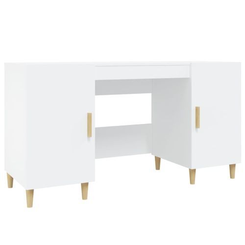 Bureau Blanc 140x50x75 cm Bois d'ingénierie - Photo n°2; ?>