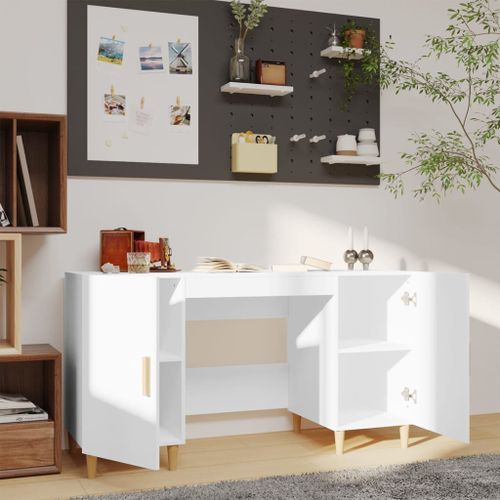 Bureau Blanc 140x50x75 cm Bois d'ingénierie - Photo n°3; ?>