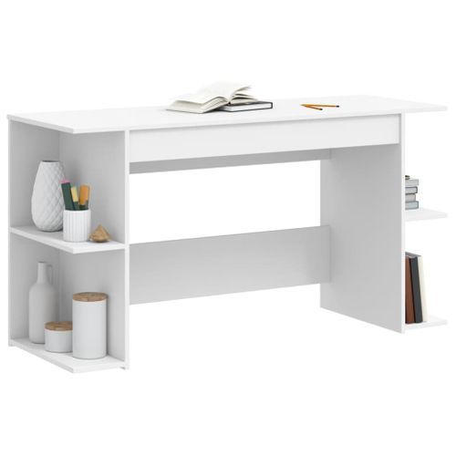 Bureau blanc 140x50x75 cm bois d'ingénierie - Photo n°3; ?>