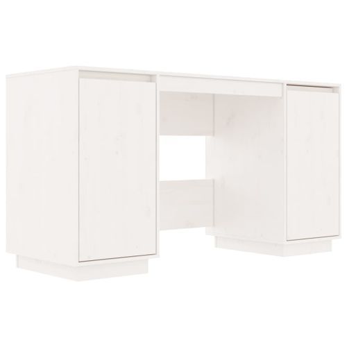 Bureau blanc 140x50x75 cm bois massif de pin - Photo n°2; ?>