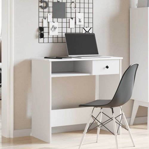 Bureau Blanc 80x40x75 cm Bois d'ingénierie - Photo n°3; ?>