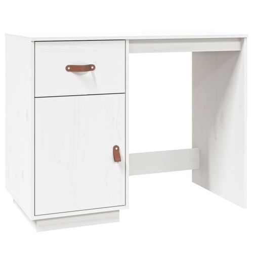 Bureau Blanc 95x50x75 cm Bois massif de pin - Photo n°2; ?>