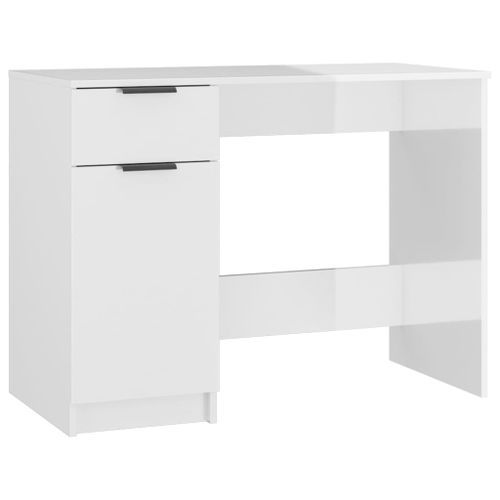 Bureau Blanc brillant 100x50x75 cm Bois d'ingénierie - Photo n°2; ?>