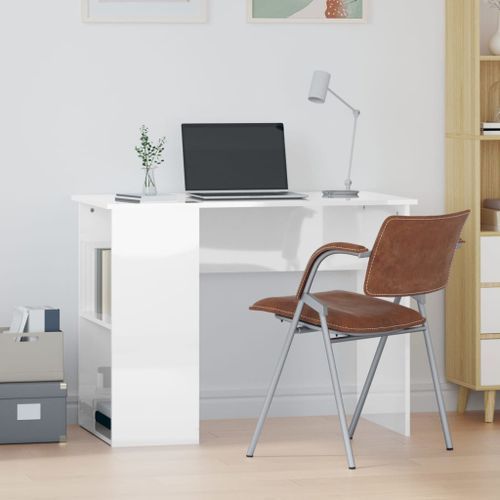 Bureau Blanc brillant 100x55x75 cm Bois d'ingénierie - Photo n°2; ?>