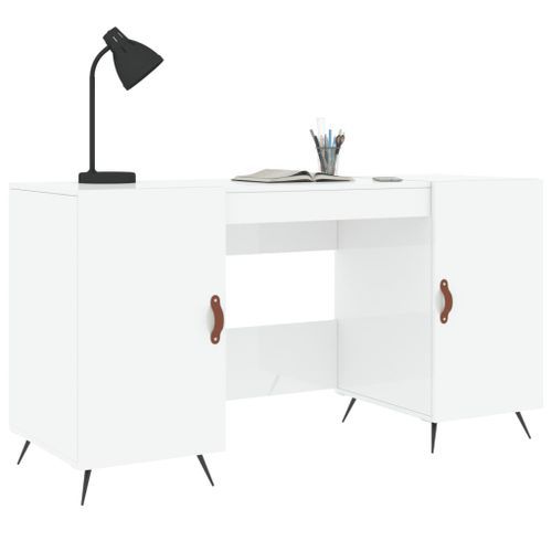 Bureau Blanc brillant 140x50x75 cm Bois d'ingénierie - Photo n°3; ?>