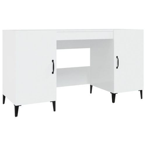 Bureau Blanc brillant 140x50x75 cm Bois d'ingénierie - Photo n°2; ?>