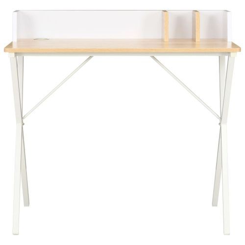 Bureau Blanc et naturel 80x50x84 cm - Photo n°2; ?>