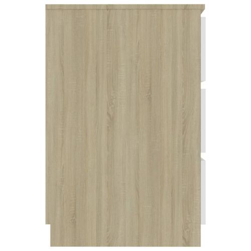 Bureau bois blanc et chêne sonoma 6 tiroirs Study 140 cm - Photo n°3; ?>