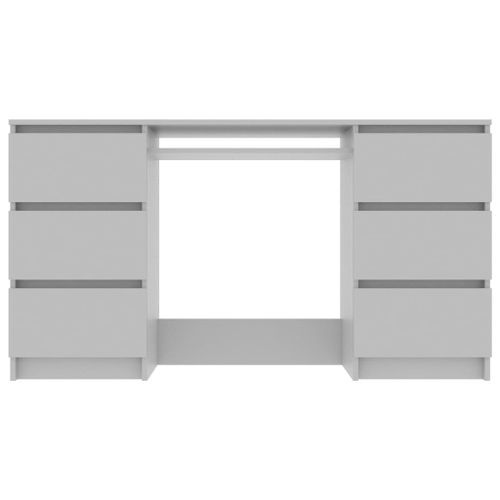 Bureau bois gris 6 tiroirs Study 140 cm - Photo n°2; ?>