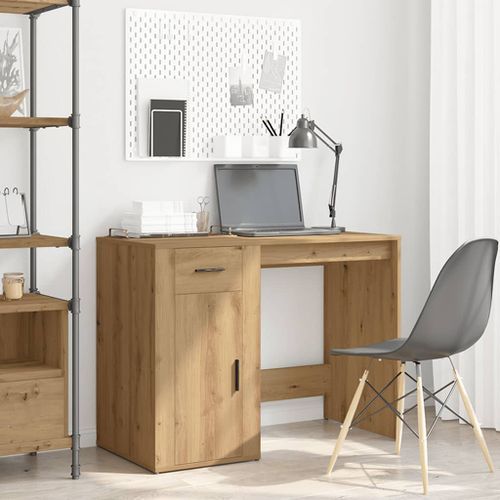 Bureau chêne artisanal 100x49x75 cm bois d'ingénierie - Photo n°3; ?>