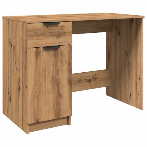 Bureau chêne artisanal 100x50x75 cm bois d'ingénierie - Photo n°2; ?>