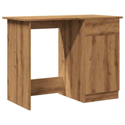 Bureau chêne artisanal 100x50x76 cm bois d'ingénierie - Photo n°2; ?>