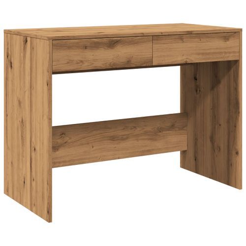 Bureau chêne artisanal 101x50x76,5 cm bois d'ingénierie - Photo n°2; ?>