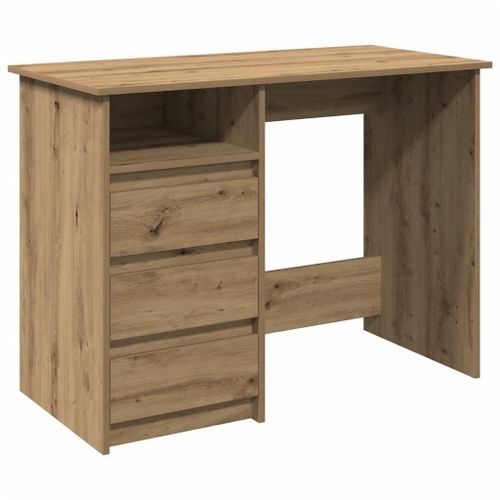 Bureau chêne artisanal 102x50x75 cm bois d'ingénierie - Photo n°2; ?>