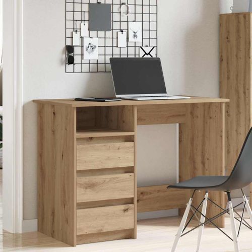 Bureau chêne artisanal 102x50x75 cm bois d'ingénierie - Photo n°3; ?>